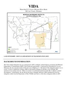 VIDA Watershed # 15-Lower Missouri River Basin McCone County, Montana LAND OWNERSHIP: MONTANA DEPARTMENT OF TRANSPORTATION (MDT)