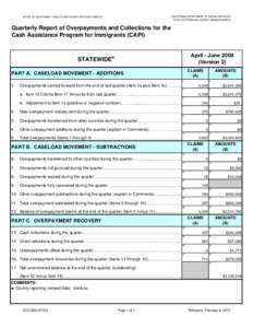 SOC[removed]Quarterly Report of Overpayments and Collections for the Cash Assistance Program for Immigrants (CAPI), Apr-Jun09