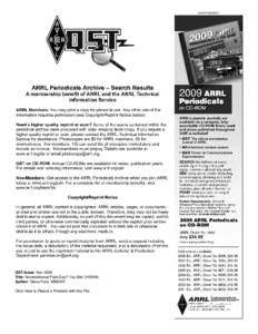 ADVERTISEMENT  QST Issue: Nov 2006 Title: Nontraditional Field Day? You Bet! (HSMM) Author: Steve Ford, WB8IMY Click Here to Report a Problem with this File