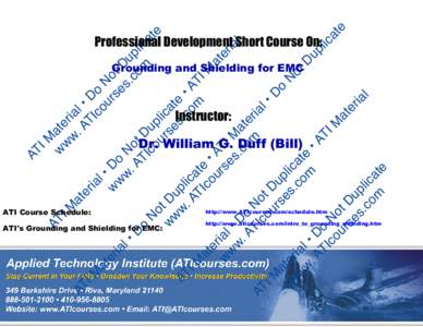 Grounding and Shielding for EMC  Instructor: ATI Course Schedule: