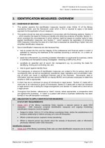 AML/CFT Handbook for the Accountancy Sector Part 1: Section 3: Identification Measures: Overview 3. IDENTIFICATION MEASURES: OVERVIEW 3.1