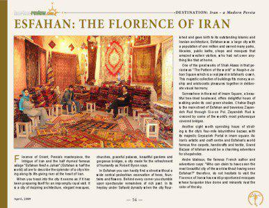 Desti nation : Iran – a Mo d e r n Pe r si a  ESFAHAN: THE FLORENCE OF IRAN
