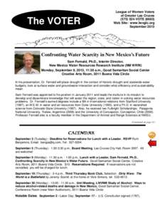 The VOTER  League of Women Voters of Greater Las Cruces[removed]VOTE[removed]Web Site: www.lwvglc.org