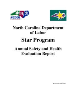 North Carolina Department of Labor Star Program Annual Safety and Health Evaluation Report