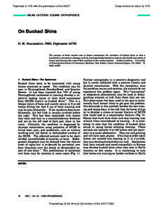 Reprinted in IVIS with the permission of the AAEP  Close window to return to IVIS MILNE LECTURE: EQUINE ORTHOPEDICS