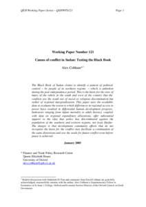 QEH Working Paper Series – QEHWPS121  Page 1 Working Paper Number 121 Causes of conflict in Sudan: Testing the Black Book