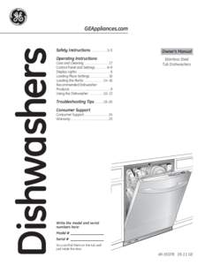Dishwashers  GEAppliances.com Safety Instructions . . . . . . . . . . . 2–5
