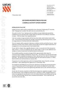 For personal use only  7 December 2010 ASX ANNOUNCEMENT/MEDIA RELEASE CUADRILLA ACTIVITY UPDATE REPORT
