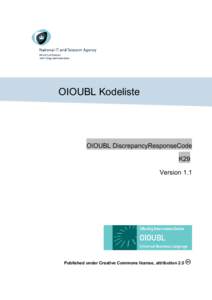 OIOUBL Kodeliste  OIOUBL DiscrepancyResponseCode K29 Version 1.1