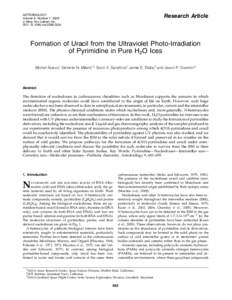 Formation of Uracil from the Ultraviolet Photo-Irradiation of Pyrimidine in Pure H2O Ices