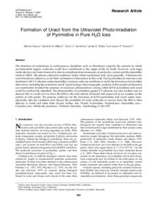 Science / Separation processes / Laboratory techniques / Electromagnetic spectrum / Ultraviolet / Uracil / Pyrimidine / Abiogenesis / High-performance liquid chromatography / Chemistry / Scientific method / Chromatography