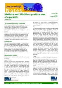 Mistletoe and Wildlife- a positive view of a parasite August, 1993 LW0026 ISSN[removed]
