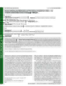 BIOTROPICA 42(4): 464–/j00607.x Factors Affecting the Distribution and Abundance of Asplenium nidus L. in a Tropical Lowland Rain Forest in Peninsular Malaysia