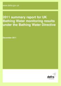 2011 summary report for UK Bathing Water monitoring results under the Bathing Water Directive