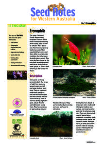 IN THIS ISSUE This issue of Seed Notes will cover the genus Eremophila. D