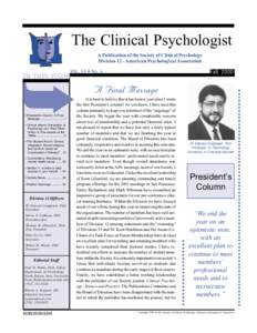 The Clinical Psychologist  ➥ A Publication of the Society of Clinical Psychology Division 12 - American Psychological Association