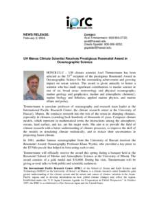 Microsoft Word - IPRC_News Release_Timmermann.doc