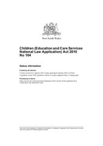 Children (Education and Care Services National Law Application) Act 2010
