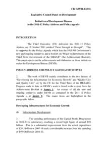 CB[removed]Legislative Council Panel on Development Initiatives of Development Bureau in the[removed]Policy Address and Policy Agenda  INTRODUCTION
