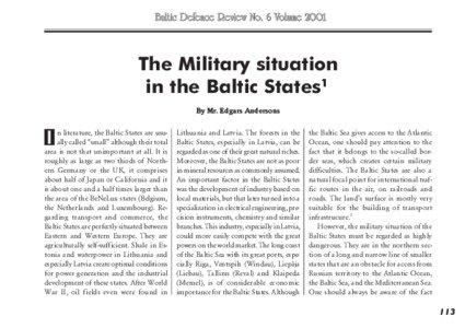 The Military situation in the Baltic States1 By Mr. Edgars Andersons