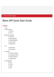   QUICK START GUIDE Bitext API Quick Start Guide Index