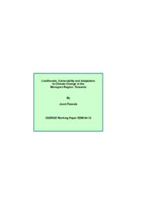 Africa / Morogoro / Adaptation to global warming / Kilombero / Mvomero / Tanzania / Dodoma / Uluguru Mountains / Morogoro Region / Districts of Tanzania / Geography of Africa