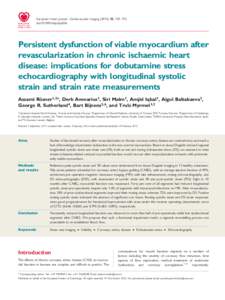 European Heart Journal Cardiovascular Imaging[removed], 745–755 doi:[removed]ehjci/jes036 Persistent dysfunction of viable myocardium after revascularization in chronic ischaemic heart disease: implications for dobutam