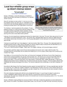 News  Local four-wheeler group wraps up desert cleanup season Havasu News Herald By JAYNE HANSON