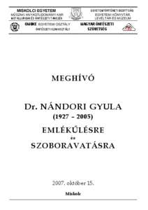 EGYETEMTÖRTÉNETI BIZOTTSÁG EGYETEMI KÖNYVTÁR, LEVÉLTÁR ÉS MÚZEUM