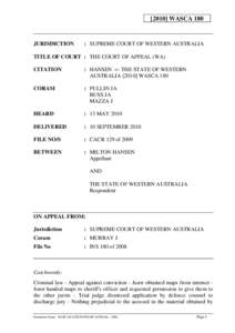[2010] WASCA 180  JURISDICTION : SUPREME COURT OF WESTERN AUSTRALIA