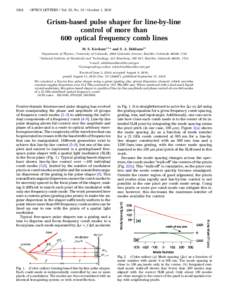 3264  OPTICS LETTERS / Vol. 35, No[removed]October 1, 2010 Grism-based pulse shaper for line-by-line control of more than