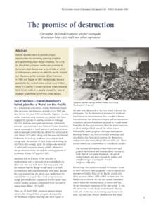 The Australian Journal of Emergency Management, Vol. 19 No 4. November[removed]The promise of destruction Christopher McDonald examines whether earthquake devastation helps cities reach new urban aspirations