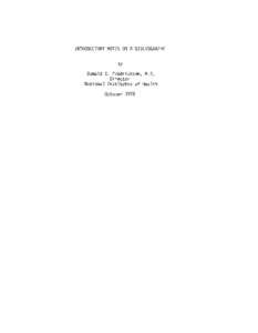 INTRODUCTORYNOTES ON A BIBLIOGRAPHY  Donald National  S. Fredrickson,