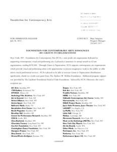 FOR IMMEDIATE RELEASE July 26, 2011 CONTACT: Mary Simpson Program Manager[removed]