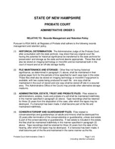 Probate Court Administrative Order 3