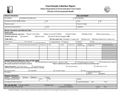 FOOD SAMPLE COLLECTION REPORT