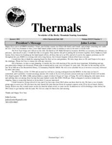 Thermals Newsletter of the Rocky Mountain Soaring Association January 2012 AMA Chartered Club 1245