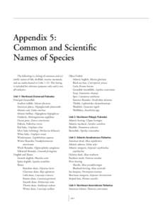 A PPENDIX 5 COMMON AND SCIENT IFIC NA MES OF SPECIES appendix 5: Common and Scientific Names of Species