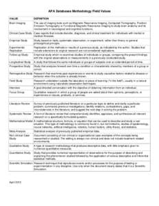 APA Databases Methodology Field Values