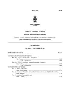 HANSARD[removed]DEBATES AND PROCEEDINGS Speaker: Honourable Kevin Murphy