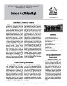 Getting to Great: Annual Report to the Community September[removed]June 2013 Duncan MacMillan High www.dmhs.ednet.ns.ca