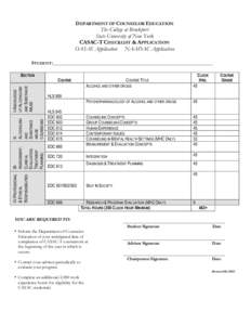 DEPARTMENT OF COUNSELOR EDUCATION  The College at Brockport State University of New York CASAC-T CHECKLIST & APPLICATION OASAS Application NAADAC Application