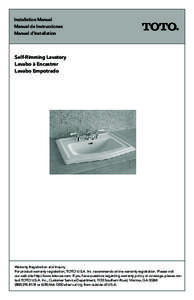 Installation Manual Manual de Instrucciones Manuel d’Installation Self-Rimming Lavatory Lavabo à Encastrer