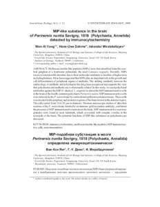 Invertebrate Zoology, 6(1): 112  © INVERTEBRATE ZOOLOGY, 2009 MIP-like substance in the brain of Perinereis nuntia Savigny, 1818 (Polychaeta, Annelida)