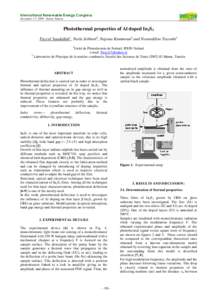 International Renewable Energy Congress November 5-7, Sousse Tunisia Photothermal properties of Al doped In2S3 Faycel Saadallah1, Neila Jebbari2, Najoua Kammoun2 and Noureddine Yacoubi1 1