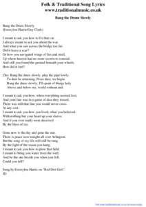 Folk & Traditional Song Lyrics - Bang the Drum Slowly