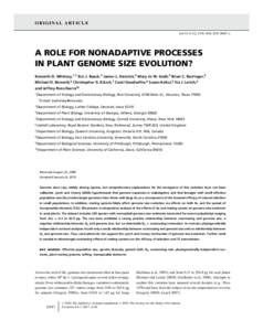 O R I G I NA L A RT I C L E doi:j00967.x A ROLE FOR NONADAPTIVE PROCESSES IN PLANT GENOME SIZE EVOLUTION? Kenneth D. Whitney,1,2 Eric J. Baack,3 James L. Hamrick,4 Mary Jo W. Godt,4 Brian C. Barri