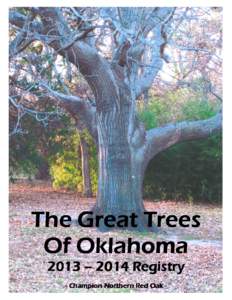 The Great Trees Of Oklahoma 2013 – 2014 Registry - Champion Northern Red Oak -  You may have a champion in your front yard!