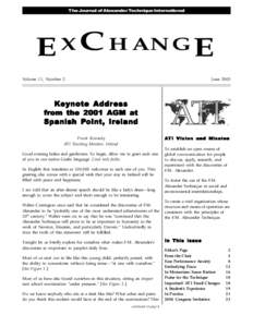 The Journal of Alexander Technique International  E X C HANG E Volume 11, Number 2  June 2003