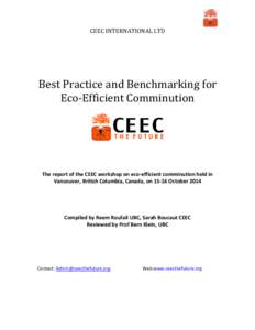 CEEC INTERNATIONAL LTD  Best Practice and Benchmarking for Eco-Efficient Comminution  The report of the CEEC workshop on eco-efficient comminution held in